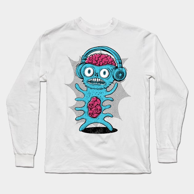 Brainy Music Monster Long Sleeve T-Shirt by RGB Ginger